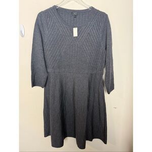 Talbots Petites Pure Merino Wool Fit & Flare Sweater Dress Gray XLP Warm Winter